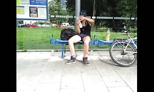 youngster pussy upskirt public bus stop young bare naked