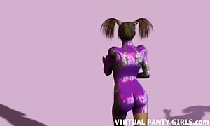 3d animated comic stripper with giant titties and pony-tails