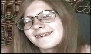 Dorky teen in braces drilled hard