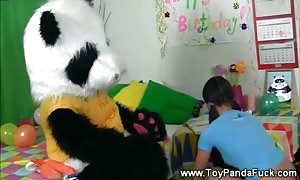 youngster parties with her fluffy sex toy