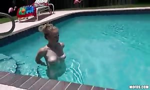 My former gf slutty female thinks that free swimming in my pool, but I want to face-fuck